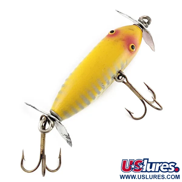 Vintage  Creek Chub Bait Company Creek Chub Injured Minnow , 3/16oz yellow fishing lure #23433