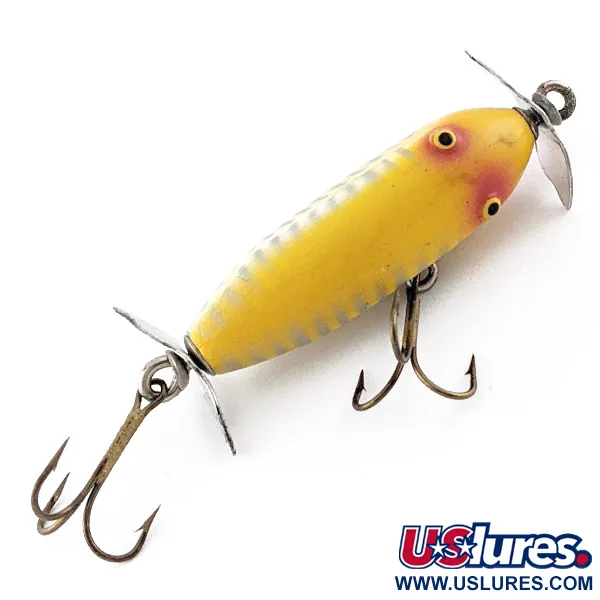 Vintage  Creek Chub Bait Company Creek Chub Injured Minnow , 3/16oz yellow fishing lure #23433