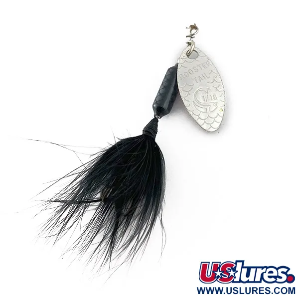 Vintage  Yakima Bait Worden's Original Rooster Tail , 3/32oz silver/black spinning lure #23452