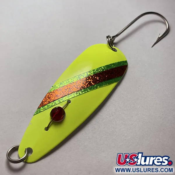 Vintage  Red Eye Lures Red Eye Evil Eye, 3/16oz white/yellow/red eye fishing spoon #23463