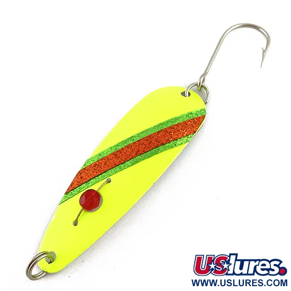 Vintage  Red Eye Lures Red Eye Evil Eye, 3/16oz white/yellow/red eye fishing spoon #23463