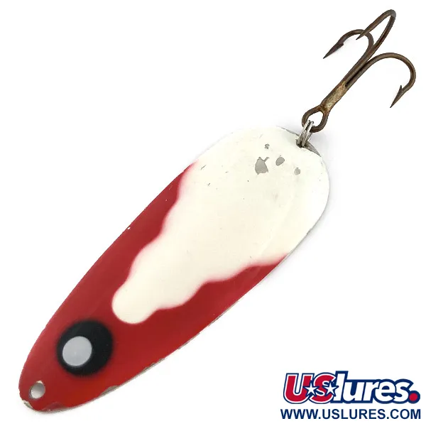 Vintage  Lindy / Little Joe Lindy Gator , 1 2/3oz red/white/nickel fishing spoon #23466
