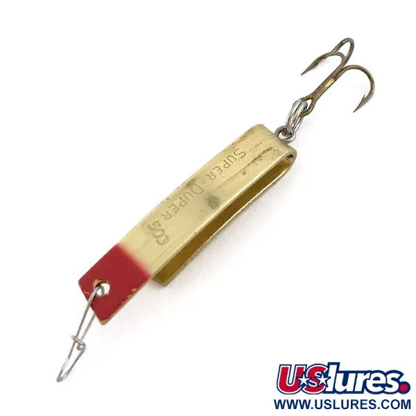 Vintage  Luhr Jensen Super-Duper 503, 1/8oz gold/red fishing spoon #23473