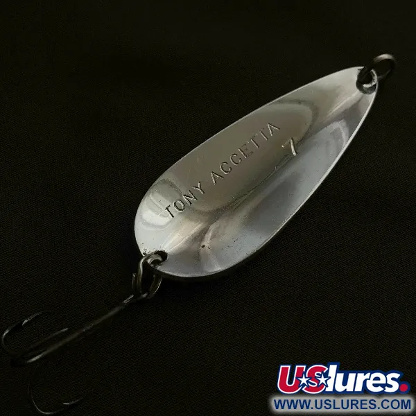 Vintage   Tony Accetta 7, 3/4oz nickel fishing spoon #23497