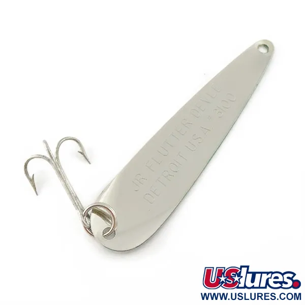 Vintage  Eppinger Dardevle JR Flutter Devle 3100 UV, 3/16oz nickel/green fishing spoon #23531