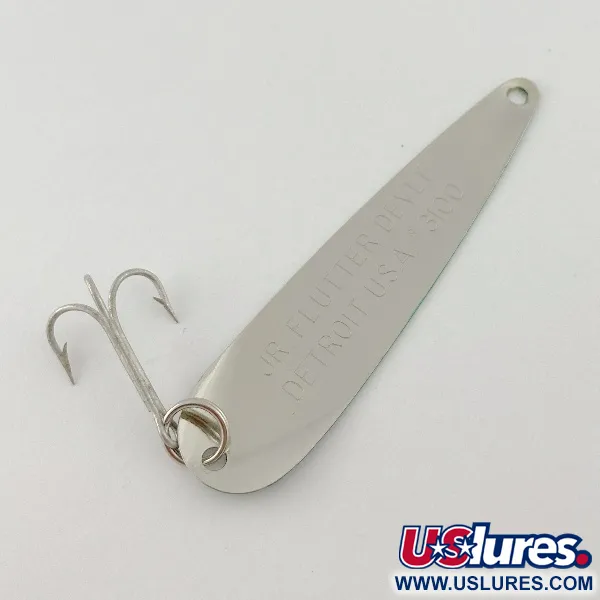 Vintage  Eppinger Dardevle JR Flutter Devle 3100 UV, 3/16oz nickel/green fishing spoon #23531