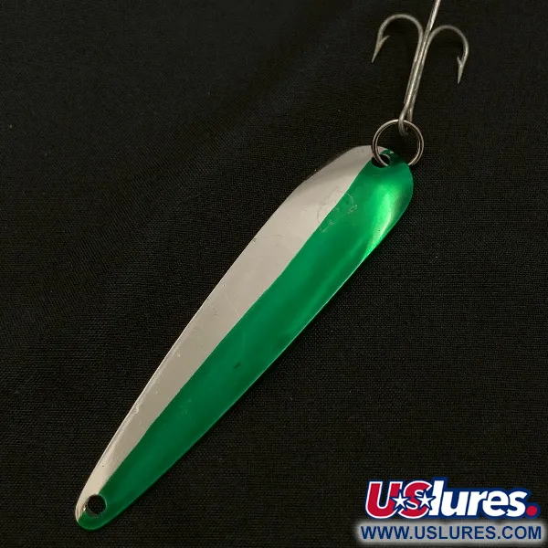 Vintage  Eppinger Dardevle JR Flutter Devle 3100 UV, 3/16oz nickel/green fishing spoon #23531