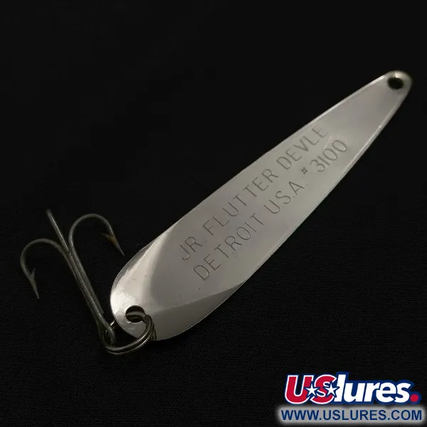 Vintage  Eppinger Dardevle JR Flutter Devle 3100 UV, 3/16oz nickel/green fishing spoon #23531