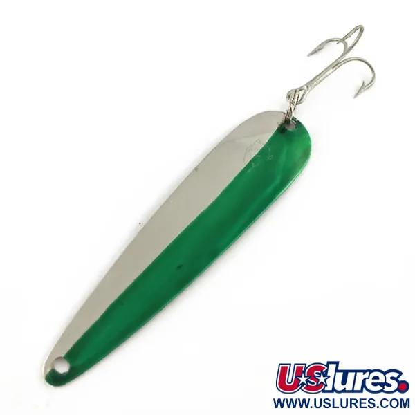 Vintage  Eppinger Dardevle JR Flutter Devle 3100 UV, 3/16oz nickel/green fishing spoon #23531