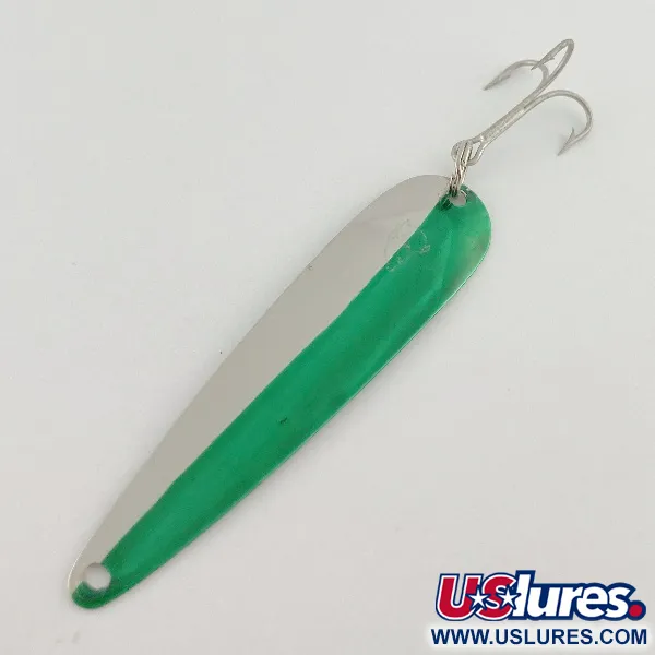 Vintage  Eppinger Dardevle JR Flutter Devle 3100 UV, 3/16oz nickel/green fishing spoon #23531