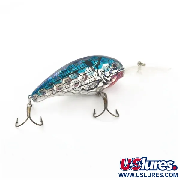 Vintage  Renosky Lures Renosky Deep Dive Honeycomb Rattl shad, 2/5oz silver/blue fishing lure #23542