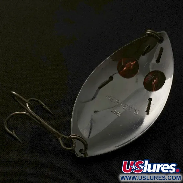 Vintage   Herter's Glass Eye Spoon, 2/5oz nickel/red eyes fishing spoon #23555