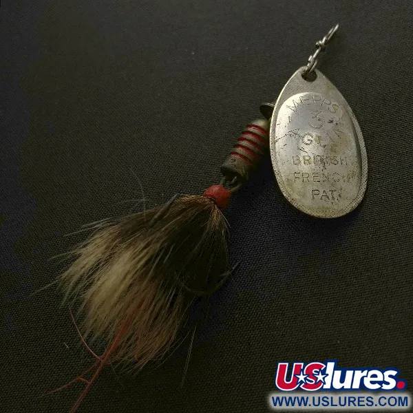 Vintage   Mepps Aglia 3 dressed (squirrel tail)  (1960s), 1/4oz silver spinning lure #23570
