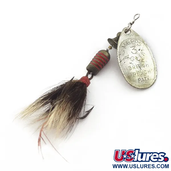 Vintage   Mepps Aglia 3 dressed (squirrel tail)  (1960s), 1/4oz silver spinning lure #23570