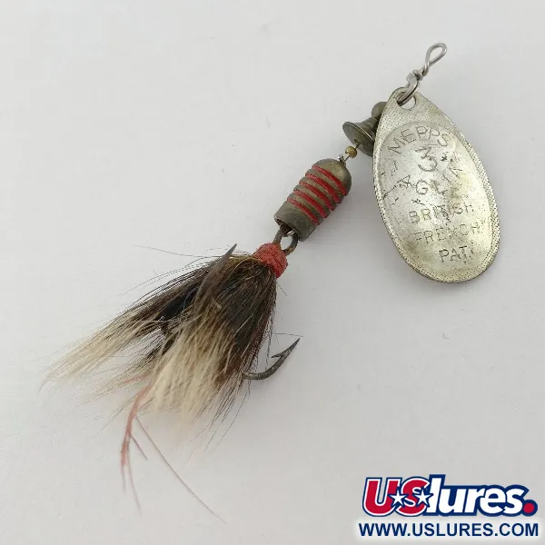 Vintage   Mepps Aglia 3 dressed (squirrel tail)  (1960s), 1/4oz silver spinning lure #23570