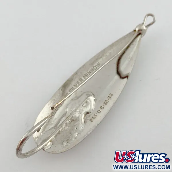 Vintage   Johnson Silver Minnow Weedless, 3/5oz nickel fishing spoon #23574