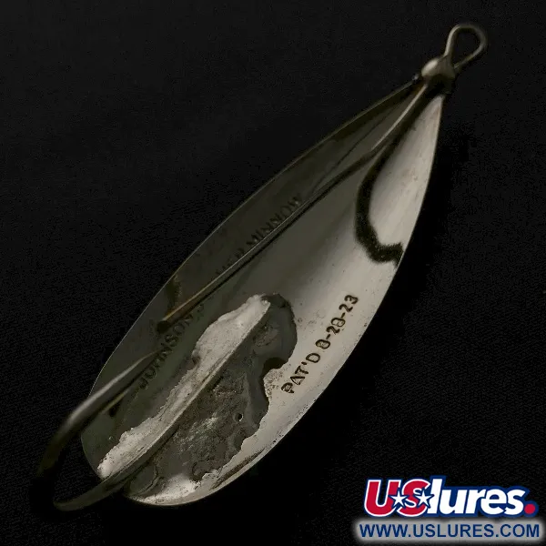 Vintage   Johnson Silver Minnow Weedless, 3/5oz nickel fishing spoon #23574