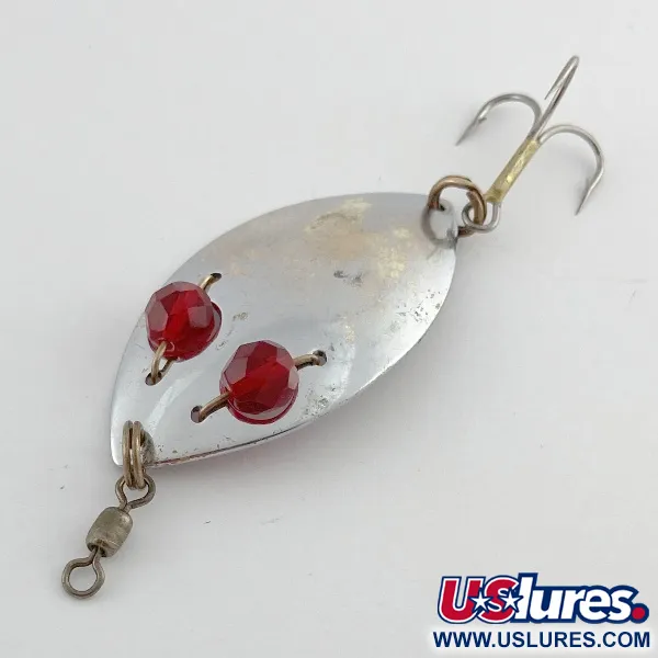 Vintage  Hofschneider Red eye Junior, 1/2oz nickel/red eyes fishing spoon #23576