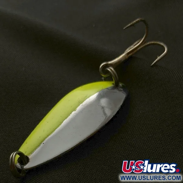 Vintage  Glen Evans Glen L Evans Shag Spoon, 1/4oz nickel/green fishing spoon #23578
