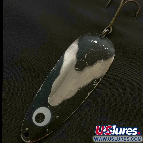 Vintage  Lindy / Little Joe Lindy Gator , 1 2/3oz nickel/black fishing spoon #23585