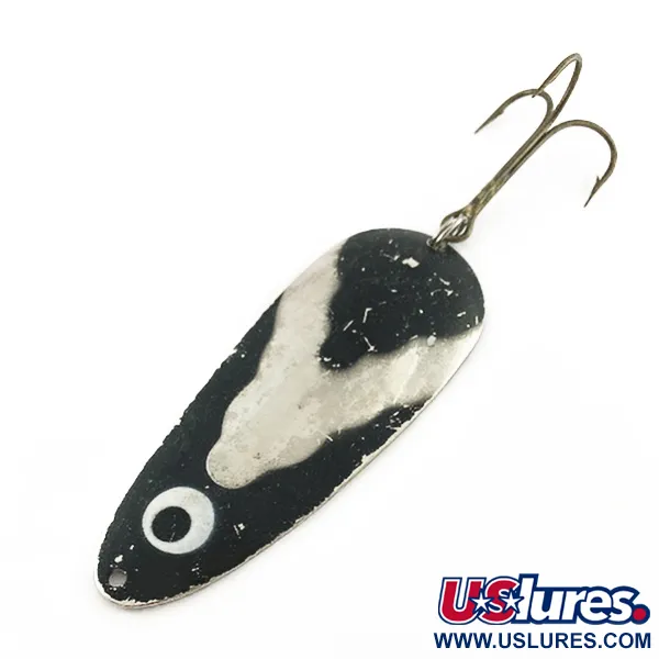 Vintage  Lindy / Little Joe Lindy Gator , 1 2/3oz nickel/black fishing spoon #23585