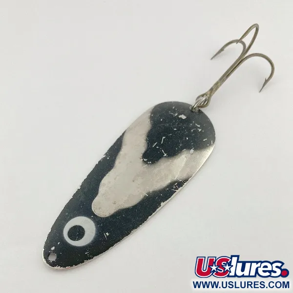 Vintage  Lindy / Little Joe Lindy Gator , 1 2/3oz nickel/black fishing spoon #23585