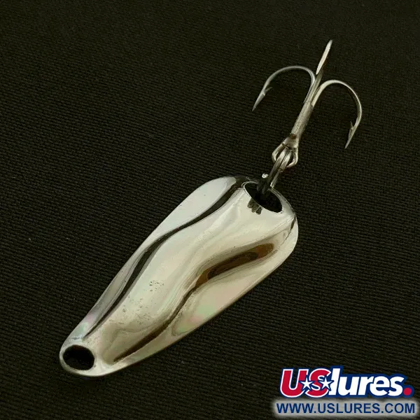 Vintage   Luhr Jensen Hot Shot W, 3/64oz nickel fishing spoon #23591