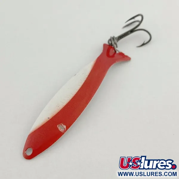 Vintage   Worth Fly Rod Demon, 3/32oz nickel/red/white fishing spoon #23595