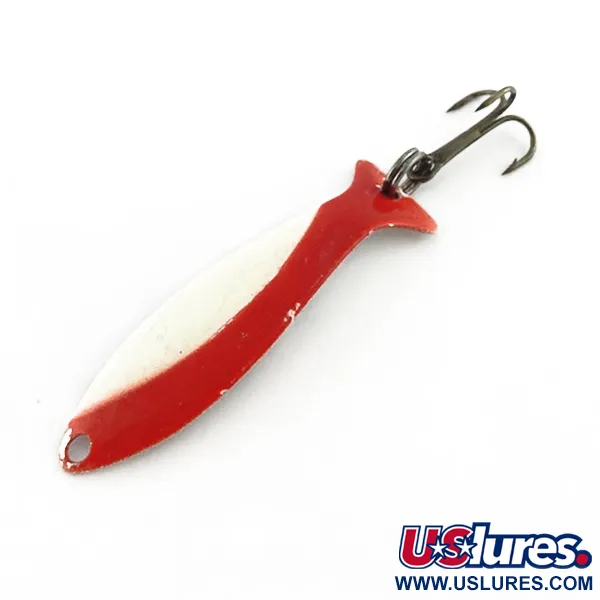 Vintage   Worth Fly Rod Demon , 3/64oz red/white/nickel fishing spoon #23596