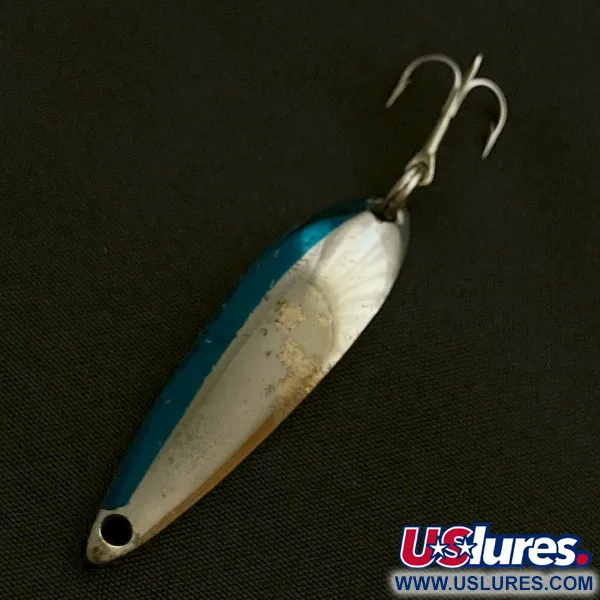 Vintage  Acme Fiord Spoon Lightning (1950s), 1/4oz nickel/blue fishing spoon #23604