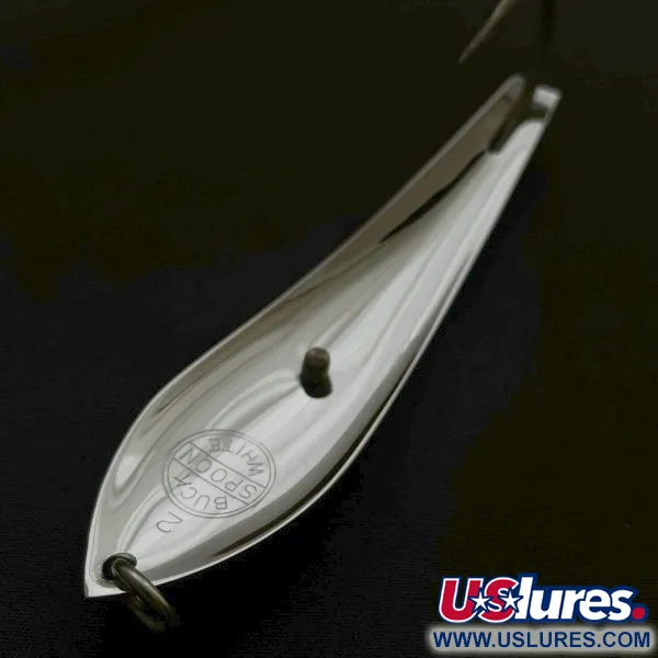 Vintage   Buck Spoon White, 3/4oz nickel fishing spoon #23616