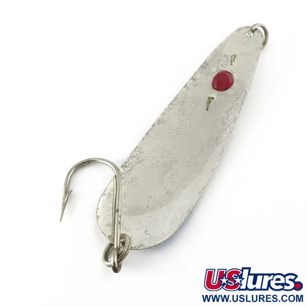 Vintage  Red Eye Lures Red Eye Evil Eye, 1/3oz nickel/blue/red eye fishing spoon #23628