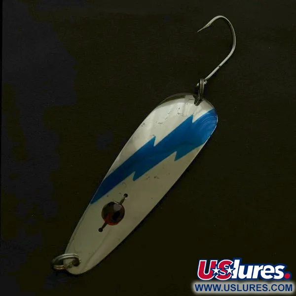 Vintage  Red Eye Lures Red Eye Evil Eye, 1/3oz nickel/blue/red eye fishing spoon #23628