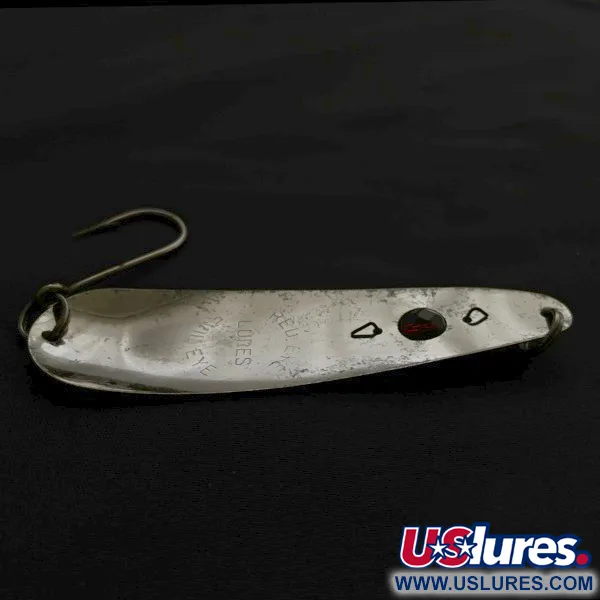 Vintage  Red Eye Lures Red Eye Evil Eye, 1/3oz nickel/blue/red eye fishing spoon #23628