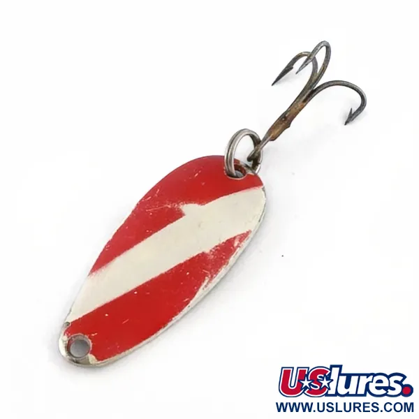 Vintage   Dura Pack Spoon, 3/16oz nickel/white/red fishing spoon #23659
