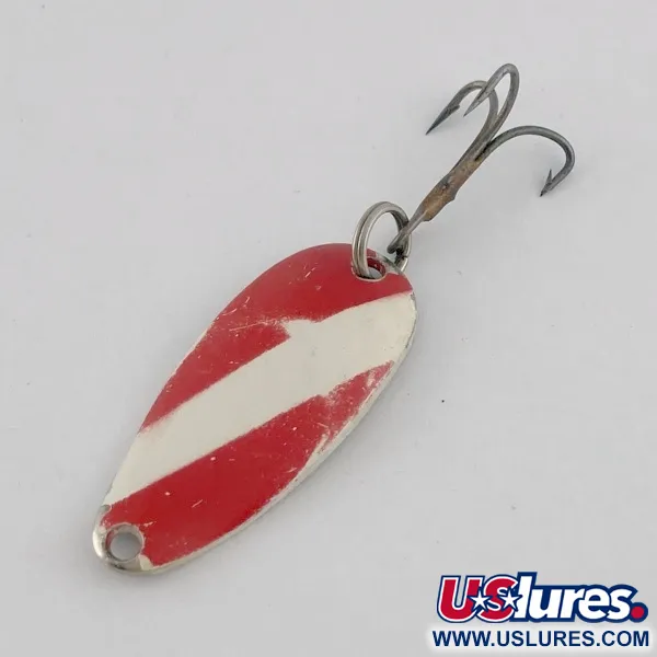 Vintage   Dura Pack Spoon, 3/16oz nickel/white/red fishing spoon #23659