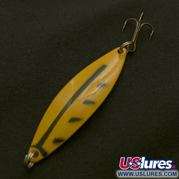 Vintage   Dura Pack Spoon, 3/16oz nickel/yellow/black fishing spoon #23666