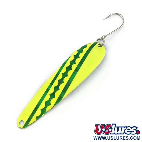 Vintage   Northport Nailer Spoon , 1/4oz green/yellow/nickel fishing spoon #23668