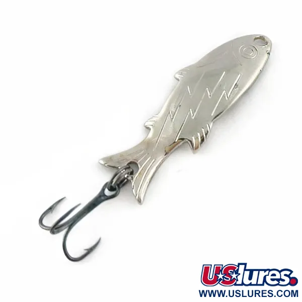 Vintage   Atlantic Lures Golden Wobble-Fish, 3/16oz nickel fishing spoon #23671