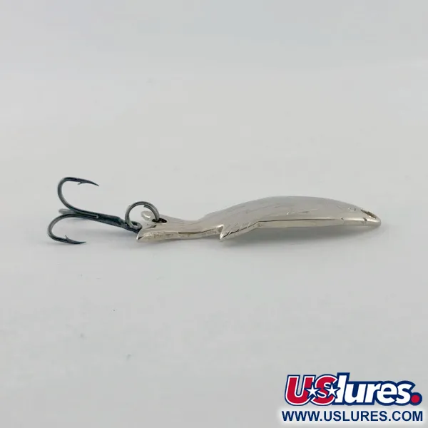 Vintage   Atlantic Lures Golden Wobble-Fish, 3/16oz nickel fishing spoon #23671