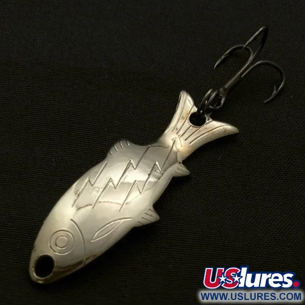 Vintage   Atlantic Lures Golden Wobble-Fish, 3/16oz nickel fishing spoon #23671