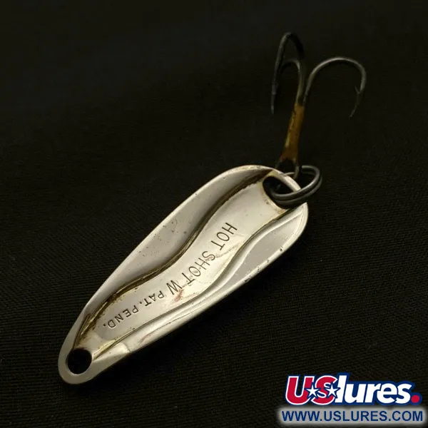 Vintage   Luhr Jensen Hot Shot W, 1/4oz nickel fishing spoon #23682