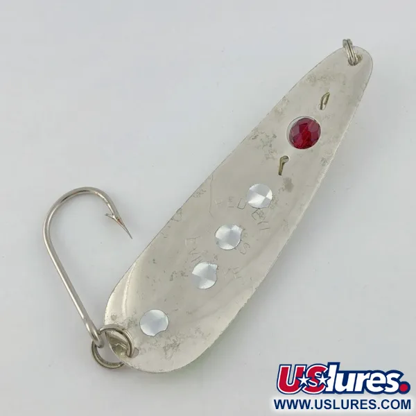 Vintage  Red Eye Lures Red Eye Evil Eye, 1/3oz nickel/blue/red eye fishing spoon #23687