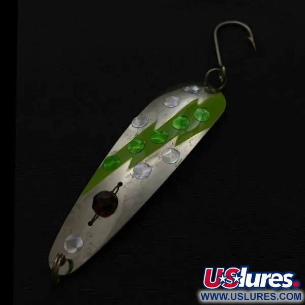 Vintage  Red Eye Lures Red Eye Evil Eye, 1/3oz nickel/blue/red eye fishing spoon #23687