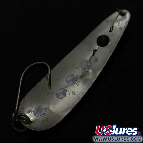 Vintage  Red Eye Lures Red Eye Evil Eye, 1/3oz nickel/blue/red eye fishing spoon #23687