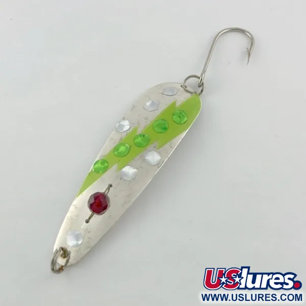 Vintage  Red Eye Lures Red Eye Evil Eye, 1/3oz nickel/blue/red eye fishing spoon #23687