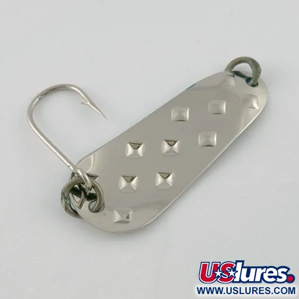 Vintage   Luhr Jensen Alpena Diamond, 3/16oz nickel/blue fishing spoon #23692