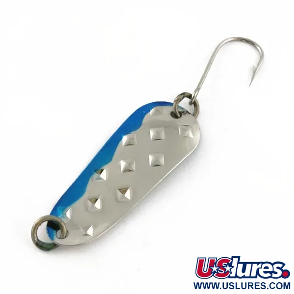 Vintage   Luhr Jensen Alpena Diamond, 3/16oz nickel/blue fishing spoon #23692