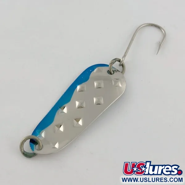 Vintage   Luhr Jensen Alpena Diamond, 3/16oz nickel/blue fishing spoon #23692