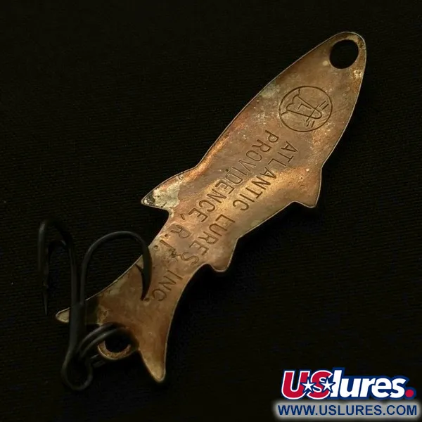 Vintage   Atlantic Lures Golden Wobble-Fish, 3/16oz copper fishing spoon #23698